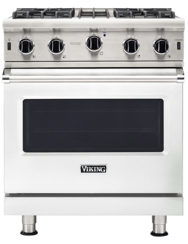 30''W./24''D. Gas Open Burner Range-4 Burners-White-LP